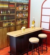 Dollhouse Furniture Metal Bar Table & Chair with Wood Top Pub Set 1:12 Scale Miniature Accessorie...