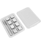 Ice Cube Mold Ice Trays, 8Pcs Stainless Steel Ice Cubes Set with Clip Box for Drinks Whiskey
