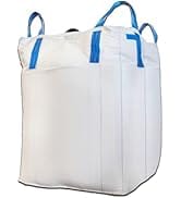Heavy Duty FIBC Bulk Bags - Woven Polypropylene Bags with Duffle Top for Construction, Recycling,...