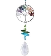H&D HYALINE & DORA Crystal Sun Catcher Tree of Life Window Suncatcher with 38mm Crystal Prism Han...