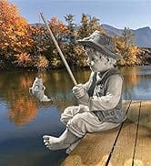 Design Toscano NG32122 Frederic The Little Fisherman of Avignon Boy Fishing Garden Statue, 6.5"D ...
