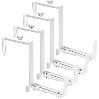 VIVIKEN Adjustable Planter Box Bracket, Flower Box Holder Brackets for Deck Railing, Window Box Hanging Brackets for Patio Garden Fence Pergola Balcony Supporting Heavy Planters-4 Pack