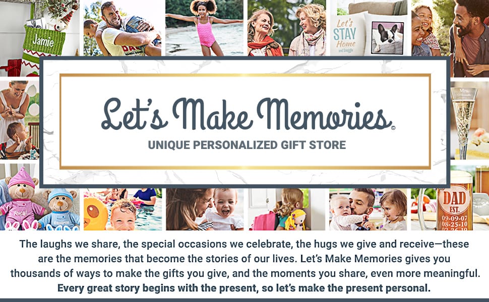 Let's Make Memories logo, photos of our product and a description of what we do.