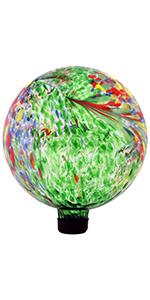 Sunnydaze Green Artistic Glass Gazing Ball Globe - 10-Inch