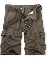 OCHENTA Cargo Shorts for Men with Zipper Pockets, Summer Mens Shorts Casual Military Outdoor Work (No Belt) Grey 38