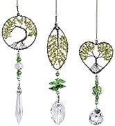 H&D HYALINE & DORA Set 3pcs Tree of Life Crystal Suncatcher Hanging Pendant for Window