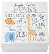 Let's Make Memories Personalized Baby's First Keepsake Box - Memento Storage - Nursery Décor - Bl...