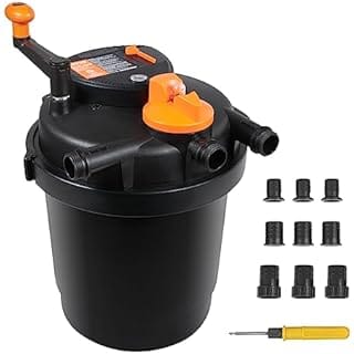 VEVOR Bio Pressure Pond Filter, Up to 1600 Gallons, with 13W UV-C Light, 1580 GPH, Pressurized Biological Pond Filter System Filtration Equipment for Fountain Pool, Koi Fish Aquarium Tank Garden Water