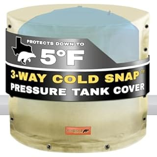Redford Supply Co. Cold Snap (5°F) 3-Way Opening Round Custom Water Pressure Tank Cover - Weatherproof Water Tank Cover, Outdoor Water Well Tank Covers Insulated (56"Diameter x 34"H, Beige)