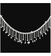 Sinor 1 Yard Rhinestone Fringe Trim, Tassel Chain Crystal Diamond Beaded Rhinestones Ribbon for D...