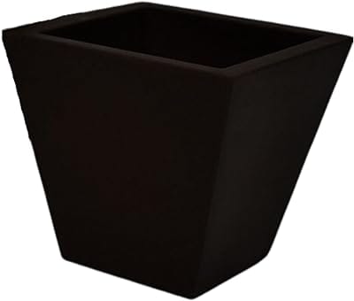 Elly Décor 12-inch Square Plastic Planter with Drainage Hole, Plant Pot, Lightweight & Durable, Flower Garden Pot, Square Conic Plastic Planter 12”x 11” Black