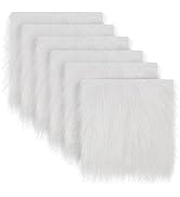 6 Pcs Faux Fur Fabric- 10"×10" Shaggy White Fur Square Patches, Fluffy Warm Plush Fur Cuts for DI...