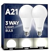 UNILAMP A21 3 Way LED Light Bulbs 50 100 150W Equivalent, Daylight 5000K, E26 Three Way LED Light...