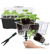 Gardzen 10-Set Push-Up Ejector Seed Starter Trays, Clear Seed Tray Kits with 120-Cell, Seedling S...