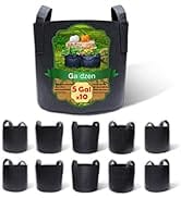 Gardzen 10-Pack 5 Gallon Grow Bags, Aeration Fabric Pots with Handles