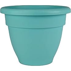 The HC Companies 8 Inch Caribbean Planter - Lightweight Indoor Outdoor Plastic Plant Pot for Herbs and Flowers, Dusty Teal
