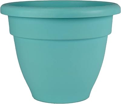 The HC Companies 12 Inch Caribbean Planter - Lightweight Indoor Outdoor Plastic Plant Pot for Herbs and Flowers, Dusty Teal
