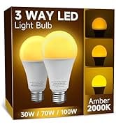 UNILAMP 3 Way Light Bulbs 30 70 100W Equivalent, 3 Way LED Light Bulbs Amber Light 2000K, Three W...
