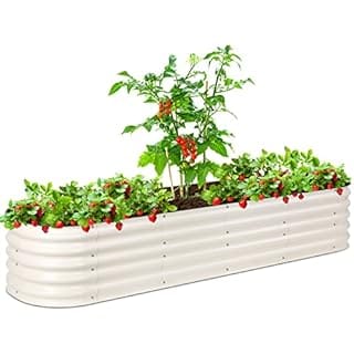 T4U Raised Garden Bed,17" Tall 8ft X 2ft Zinc-Aluminum-Magnesium Stainless Steel Durable Metal Planter Box, Easy to Install, Outdoor Planter Garden Bed for Vegetables Flowers Fruits etc