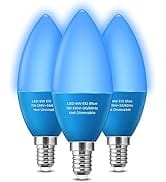 UNILAMP Blue Light Bulbs, 6W LED Blue Colored Bulb 40 Watt Equivalent, E12 B11 Chandelier Candle ...
