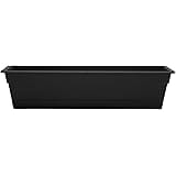 Bloem Dura Cotta Window Box Planter: 24" - Black - with Tray, Weatherproof Resin Box, Removable Tray for Indoor & Outdoor Use