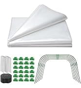 Plant Covers Freeze Protection Kit- 10 x 30 ft Durable Plastic Frost Blanket with 6Pcs Garden Hoo...
