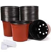 JERIA 100-Pack 6 Inch Plastic Plant Nursery Pots Come with 100 Pcs Plant Labels, Seedling Flower ...