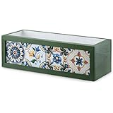 LANAZU Railing Planter Box, Wooden Planter with Tiles with Custom Metal Brackets for Hanging Balcony Railing, Deck Railing, F