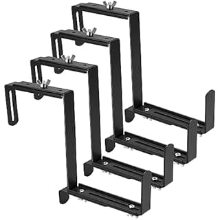 VIVIKEN Planter Box Brackets, Adjustable Flower Box Brackets for Deck Railing, No Drill Window Box Bracket for Outdoor Planters-4 Pack