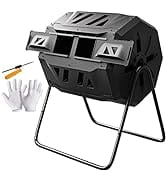 F2C Compost Bin Outdoor Dual Chamber Tumbling Composter 43 Gallon BPA Free Large Tumbler Composte...