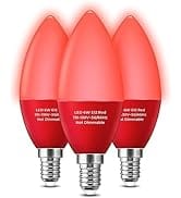 UNILAMP E12 Red Colored Candelabra Light Bulbs, Red LED Bulb for Christmas Decoration, 6W B11 Cha...