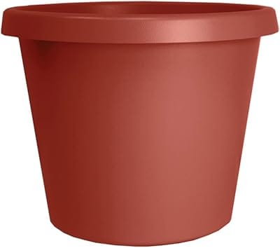 The HC Companies 10 Inch Round Prima Planter - Plastic Plant Pot with Rolled Rim for Indoor Outdoor Plants Flowers Herbs, Clay