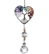 H&D HYALINE & DORA Suncatcher Window Hanging Tree of Life Heart Shaped Crystal Ball Prism Drop Pe...