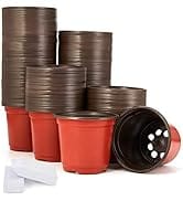 JERIA 200-Pack 4 Inch Plastic Plant Nursery Pots Come with 200 Pcs Plant Labels, Seedling Flower ...