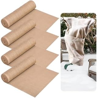 Buryeah 40 Inch x 30 ft Burlap Fabric Roll of 4 Antifreeze Erosion Control Blanket for Plant High Density Jute Fiber Burlap Cloth for Garden Raised Bed Liners Runner Home Party Wedding Decor Christmas