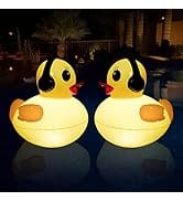 Floating Solar Lights, 16 inch Waterproof LED Pool Accessories, Glow Duck Inflatable Solar Powere...