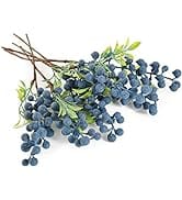 HUIANER Artificial Berries, 6 Pcs Simulation Flowers Lifelike Blueberry with Stems Fake Christmas...