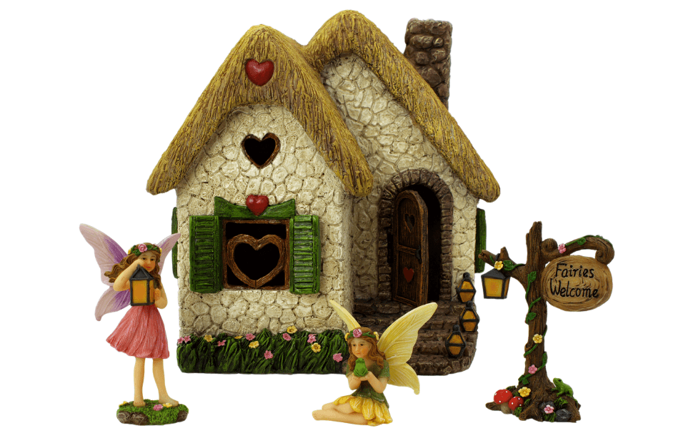 fairy figurine resin flower stump miniatures garden pieces supplies statues village house outdoor