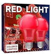 UNILAMP Red Light Bulbs, A19 9W Equivalent 60W, E26 Red LED Colored Light Bulb, Red LED Light Bul...