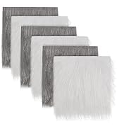 6Pcs Faux Fur Fabric, 10"×10" Artificial Fuzzy Fur Fabric, Warm and Breathable Fur Square Patches...