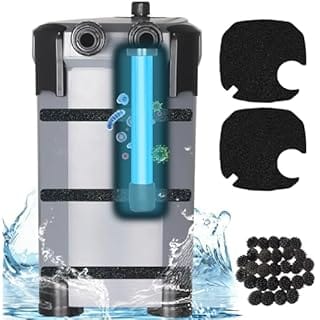 Hypool Pond Filter with 11W U-V Light Canister Filter as Pond Clarifier 3000L/H Pond Filtration Equipment with 3 Sponge Media and Bio Balls for Outdoor Pond Garden Waterfall Fish Duck Pond