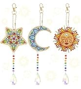 Sinor 3 Pcs Diamond Painting Wind Chimes Suncatcher, Hanging Crystal Double Sided Chime Ornament ...