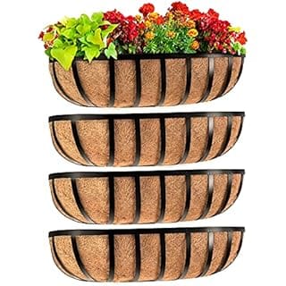 Sekcen Railing Planter Window Box Deck Balcony Rail Planter 24 Inch for Porch Fence Patio Outdoor 4 Pack
