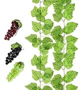 HUIANER Fake Grapes 3 Bunches of Simulation Grape Fruit Artificial Grape Vines Lifelike Leaves fo...