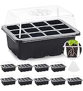 MIXC 10 Packs Seed Starter Tray Seed Starter Kit with Humidity Dome (120 Cells Total Tray) Seed S...