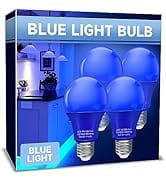 UNILAMP 4 Pack Blue LED Light Bulbs, E26 Blue Light Bulb 9W Equivalent 60W, Blue Colored Light Bu...