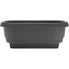 Bloem Modica Deck Rail Round Planter: 24" - Charcoal Gray - Matte Finish, Fits Rail Sizes 4.75"-5.75", Durable Resin Pot, for