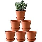 Terra Cotta Pots with Saucer- 6-Pack Large Clay Pots 5.5'' Ceramic Pottery Planter Cactus Flower Succulent Pot with Drainage