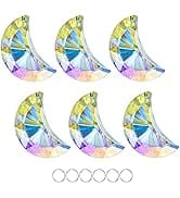 6pcs Colorful Crystal Faceted Half Moon Prisms Chandelier Lamp Lighting Drops Pendants Prisms Han...