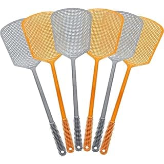 Begonia Fly Swatters- 6pcs Heavy Duty Fly Swatters with Bigger Paddle, Multi Pack Matamoscas, Jumbo Long Handle Fly Swat Shatter Bulk, Large Bug Swatter That Work for Indoor and Outdoor